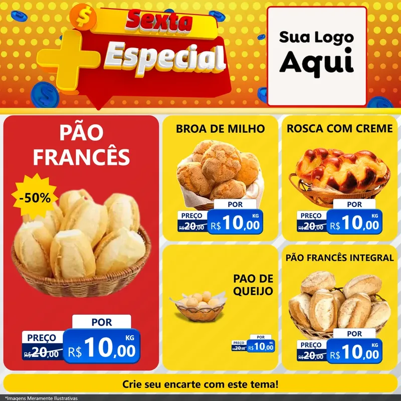 Modelo de Rede Social para Feed Facebook com o tema Sexta Mais Especial para Padaria