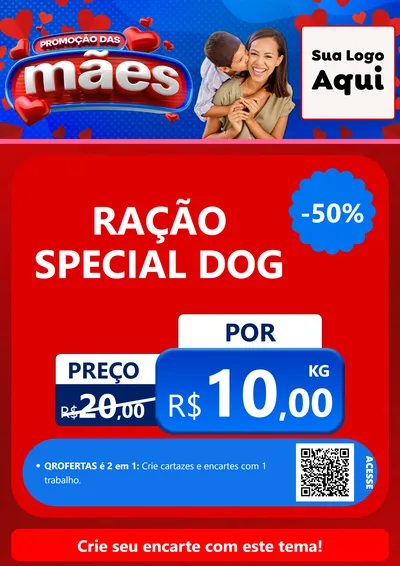 Modelo de Cartaz para Cartaz A4 Vertical com o tema Promoção das Mães para Pet Shop
