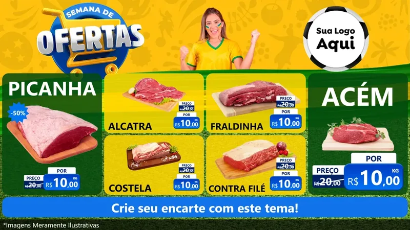 Modelo de TV para TV Horizontal com o tema Semana de Ofertas - Copa para Açougue