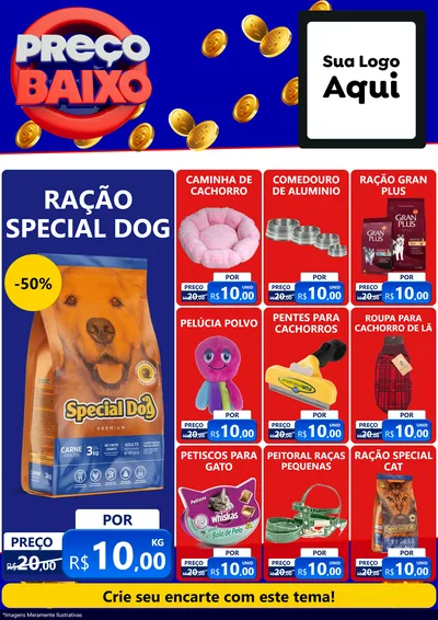 Modelo de Encarte para Encarte A4 Vertical com o tema Preço Baixo para Pet Shop
