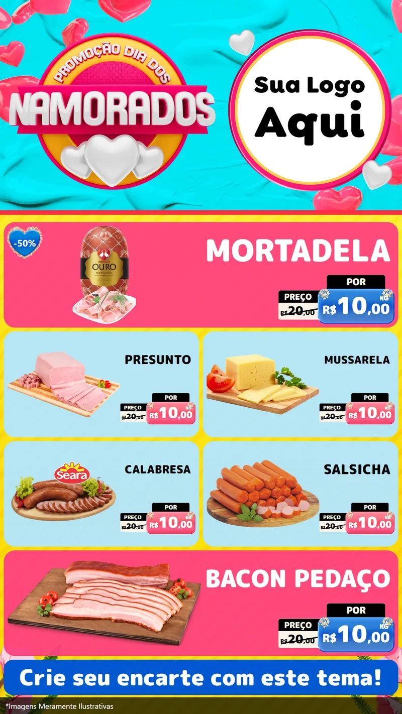 Modelo de TV para TV Vertical com o tema Promoção Dia dos Namorados para Frios e Laticínios