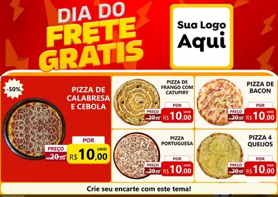 Modelo de Encarte para Encarte A4 Horizontal com o tema Dia do Frete Grátis para Pizzaria