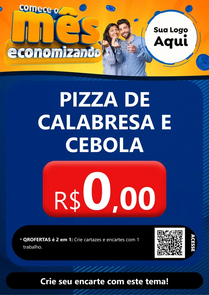 Modelo de Cartaz para Cartaz A4 Vertical com o tema Comece O Mês Economizando para Pizzaria