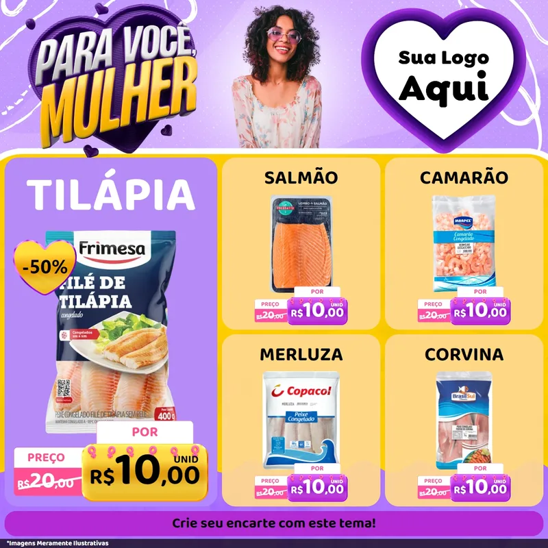 Modelo de Rede Social para Feed Facebook com o tema Para Você, Mulher para Peixaria