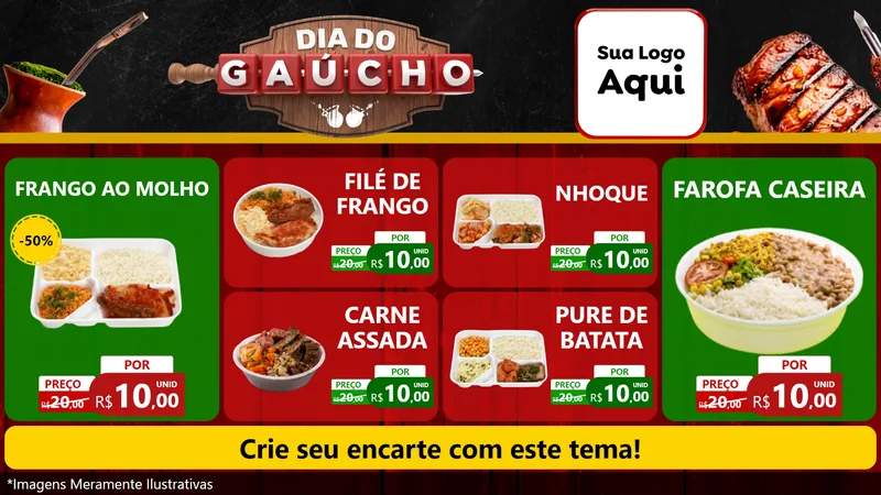 Modelo de TV para TV Horizontal com o tema Dia do Gaúcho para Restaurante