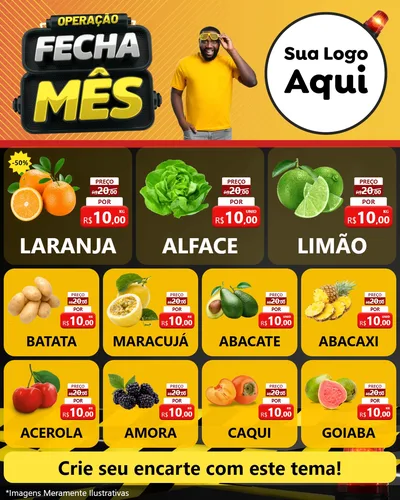 Modelo de Rede Social para Feed Instagram com o tema Operação Fecha Mês para Hortifrúti