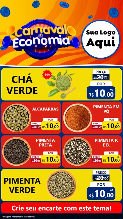 Modelo de TV para TV Vertical com o tema Carnaval da Economia para Produtos Naturais