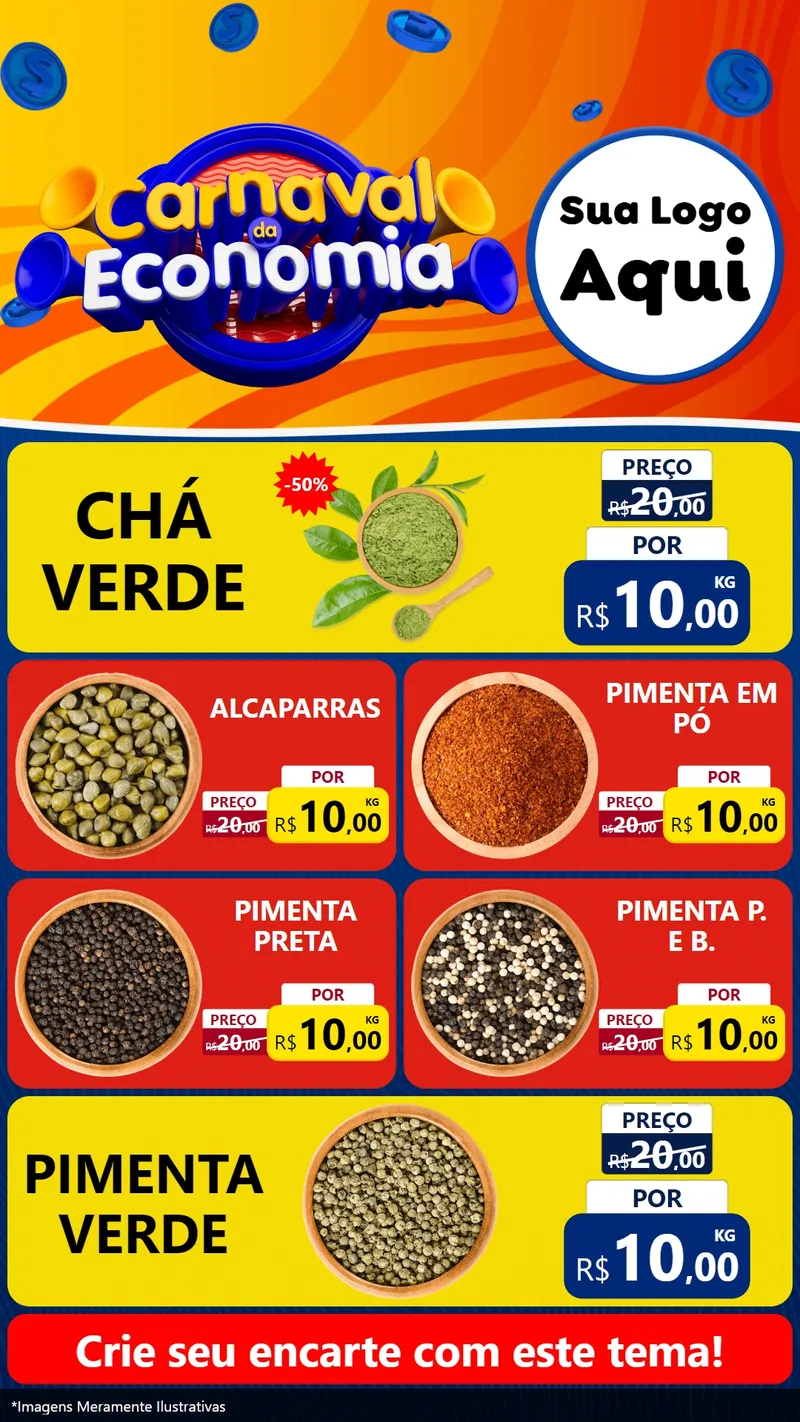 Modelo de TV para TV Vertical com o tema Carnaval da Economia para Produtos Naturais