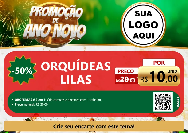 Modelo de Cartaz para Cartaz A4 Horizontal com o tema Promoção de Ano Novo para Floricultura e jardim