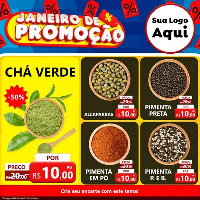 Modelo de Rede Social para Feed Facebook com o tema Janeiro de Promoção para Produtos Naturais