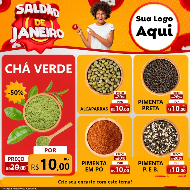 Modelo de Rede Social para Feed Facebook com o tema Saldão de Janeiro para Produtos Naturais