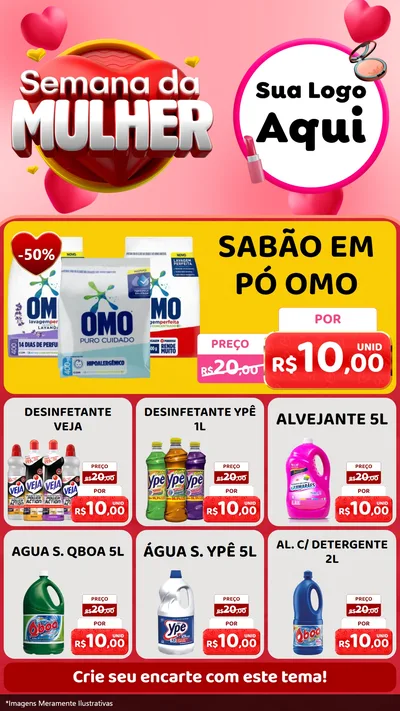 Modelo de Rede Social para Stories com o tema Semana da Mulher para Produtos de Limpeza