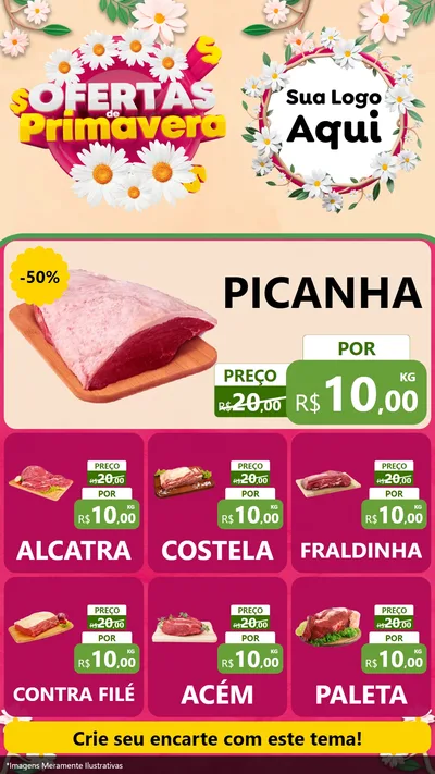 Modelo de Rede Social para Stories com o tema Ofertas de Primavera para Açougue
