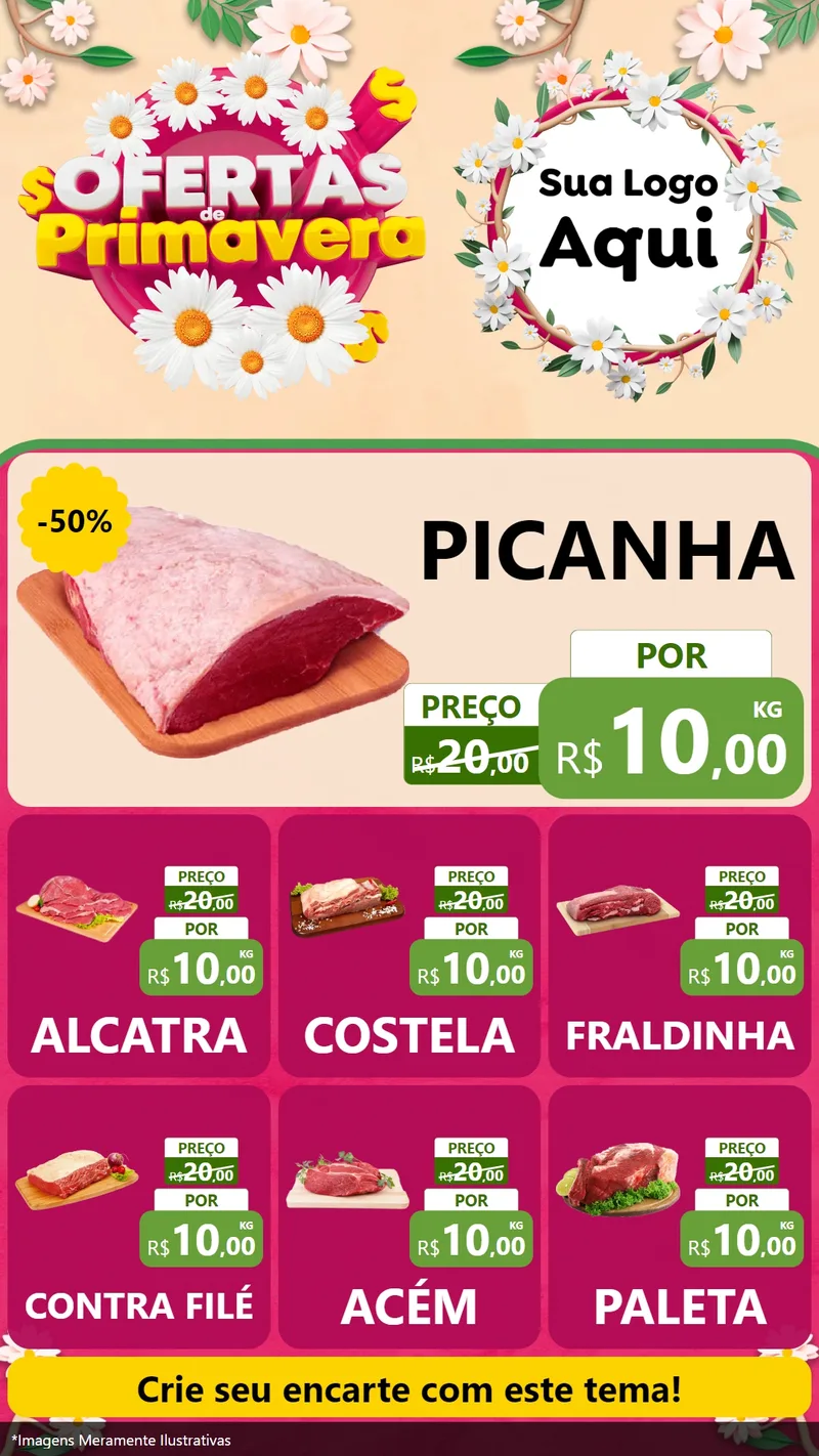 Modelo de Rede Social para Stories com o tema Ofertas de Primavera para Açougue