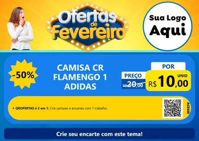Modelo de Cartaz para Cartaz A4 Horizontal com o tema Ofertas de Fevereiro para Roupas e acessórios