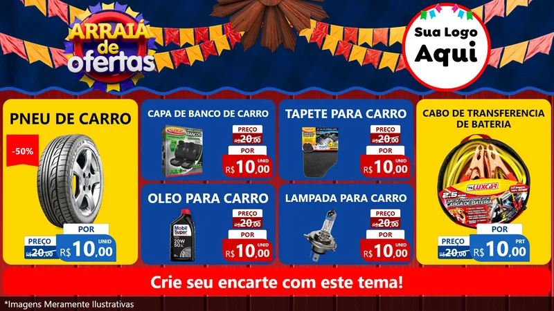 Modelo de TV para TV Horizontal com o tema Arraiá de Ofertas para Auto peças