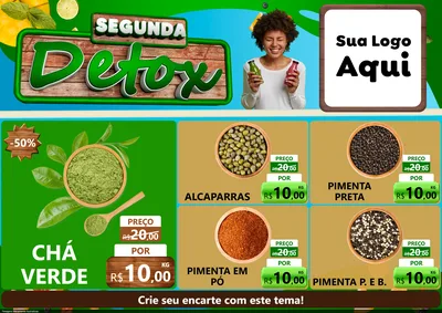 Modelo de Encarte para Encarte A4 Horizontal com o tema Segunda Detox para Produtos Naturais