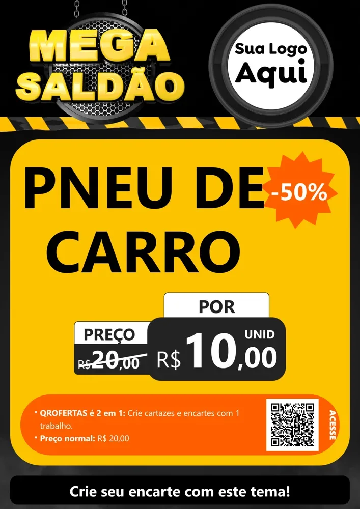 Modelo de Cartaz para Cartaz A4 Vertical com o tema Mega Saldão para Auto peças