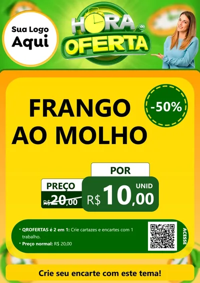 Modelo de Cartaz para Cartaz A4 Vertical com o tema Hora da Oferta para Restaurante