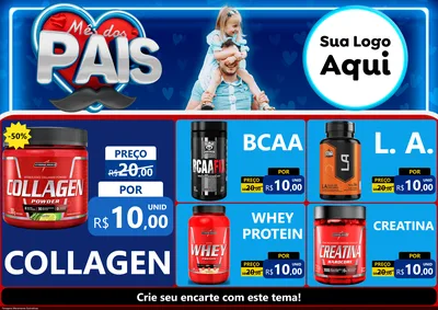 Modelo de Encarte para Encarte A4 Horizontal com o tema Mês Dos Pais para Suplementos alimentares