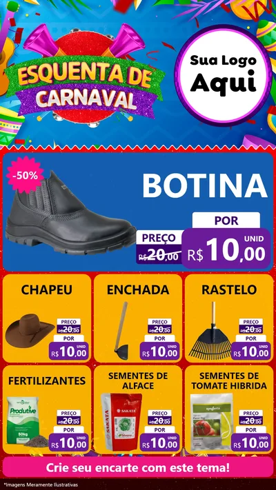 Modelo de Rede Social para Stories com o tema Esquenta de Carnaval para Agropecuária