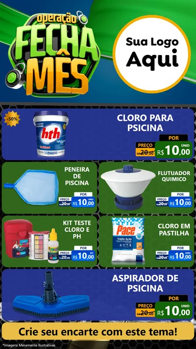Modelo de TV para TV Vertical com o tema Operação Fecha Mês para Produtos para Piscina
