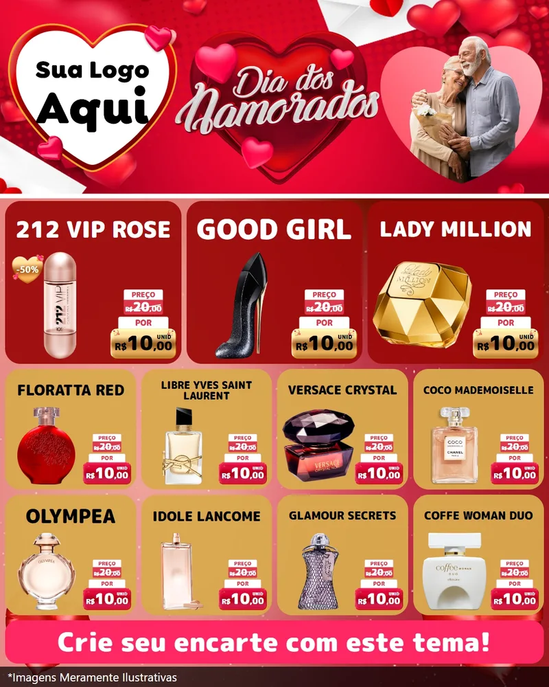 Modelo de Rede Social para Feed Instagram com o tema Dia Dos Namorados para Perfumes