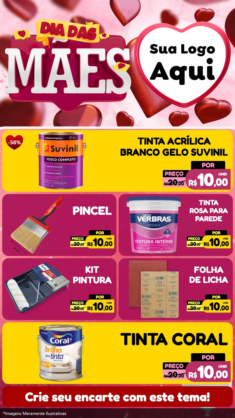 Modelo de TV para TV Vertical com o tema Dia Das Mães para Tintas e Ferramentas
