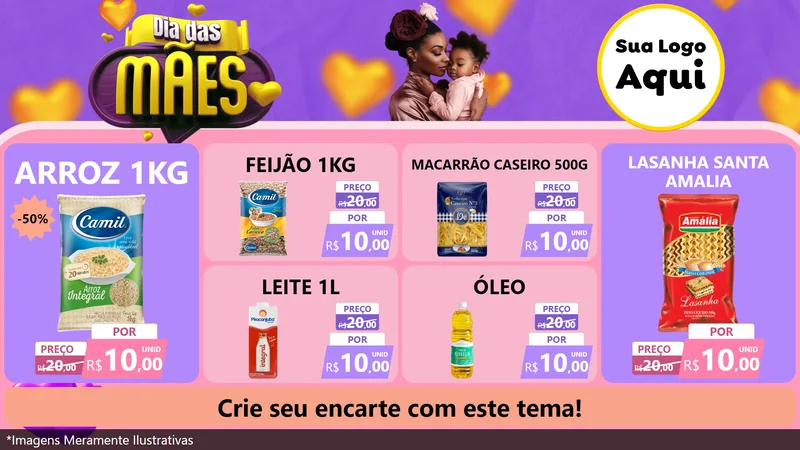 Modelo de TV para TV Horizontal com o tema Dia das Mães para Supermercado