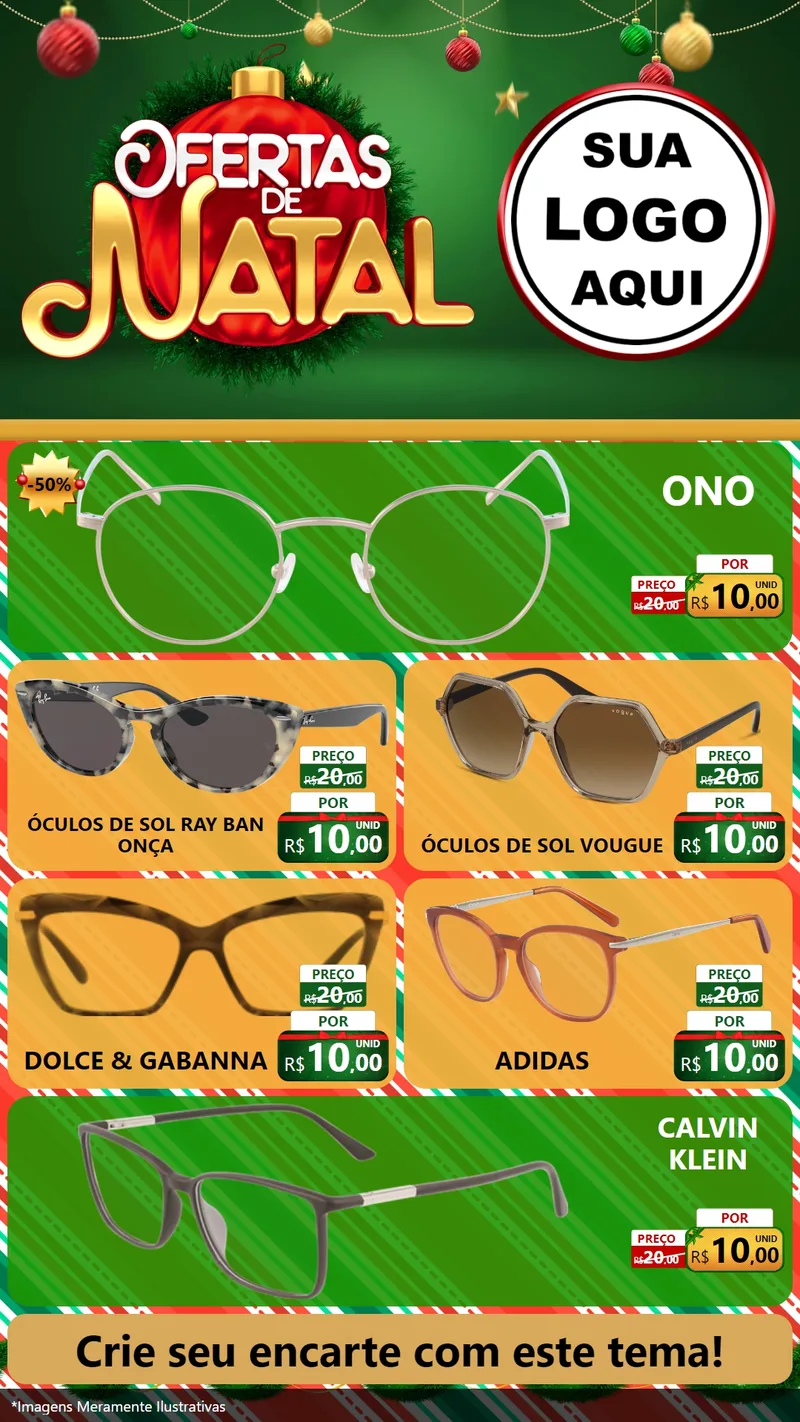 Modelo de TV para TV Vertical com o tema Ofertas de Natal para Óticas