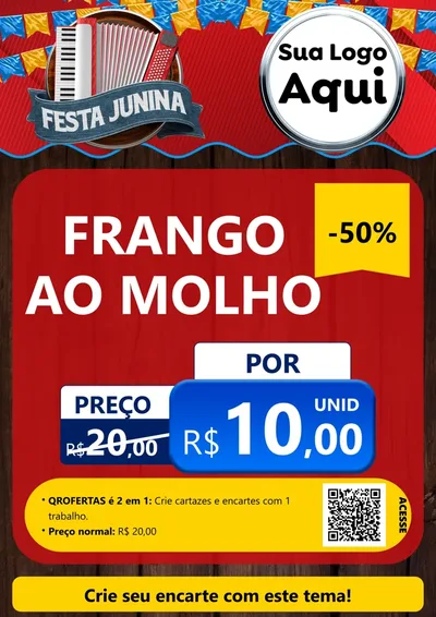 Modelo de Cartaz para Cartaz A4 Vertical com o tema Festa Junina para Restaurante
