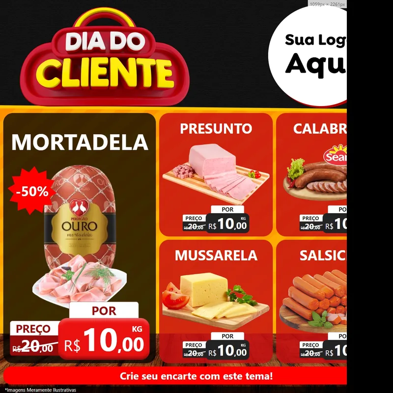 Modelo de Rede Social para Feed Facebook com o tema Dia do Cliente para Frios e Laticínios