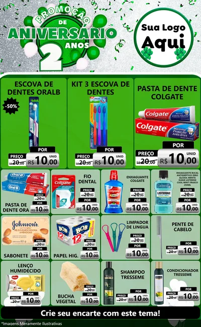 Modelo de Encarte para Encarte Grande com o tema Promoção de Aniversário - 2 Anos para Higiene Pessoal