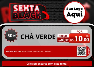 Modelo de Cartaz para Cartaz A4 Horizontal com o tema Sexta Black para Produtos Naturais