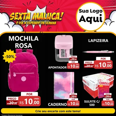 Modelo de Rede Social para Feed Facebook com o tema Sexta Maluca! para Papelaria