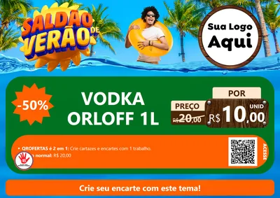 Modelo de Cartaz para Cartaz A4 Horizontal com o tema Saldão de Verão para Distribuidora de bebidas