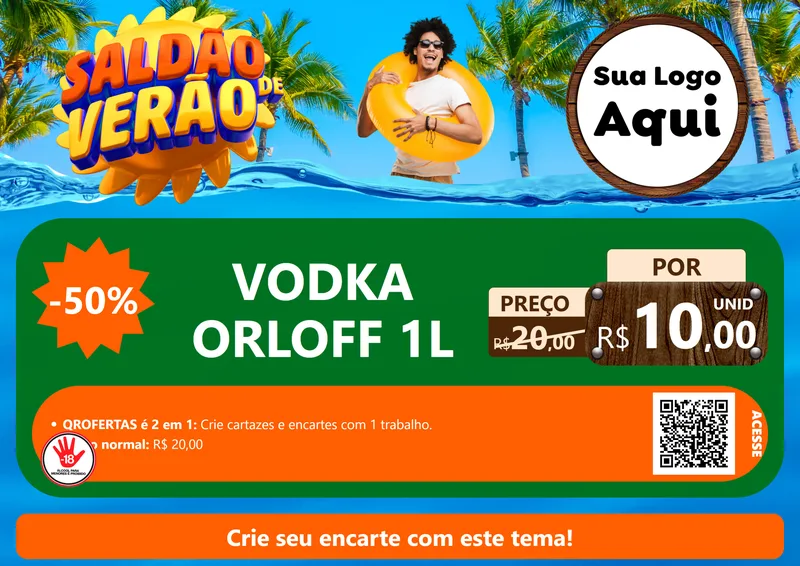 Modelo de Cartaz para Cartaz A4 Horizontal com o tema Saldão de Verão para Distribuidora de bebidas