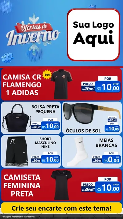 Modelo de TV para TV Vertical com o tema Ofertas de Inverno para Roupas e acessórios