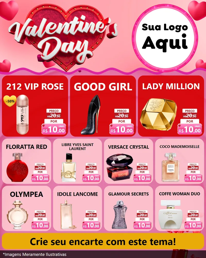Modelo de Rede Social para Feed Instagram com o tema Valentine's Day para Perfumes