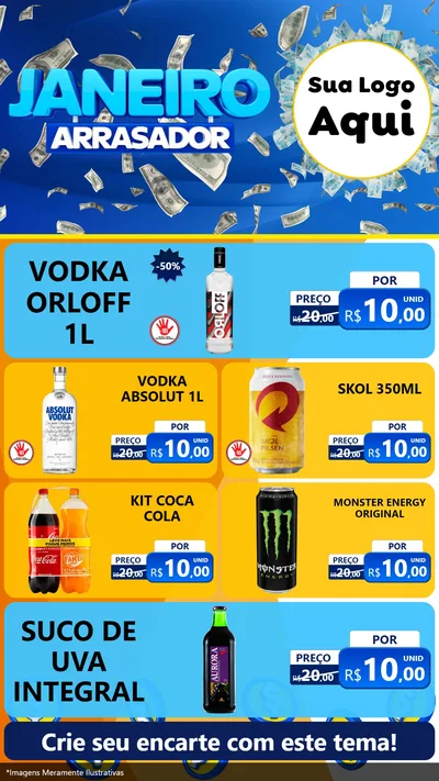 Modelo de TV para TV Vertical com o tema Janeiro Arrasador para Distribuidora de bebidas