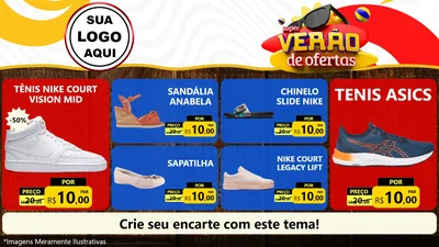 Modelo de TV para TV Horizontal com o tema Super Verão de Ofertas para Calçados