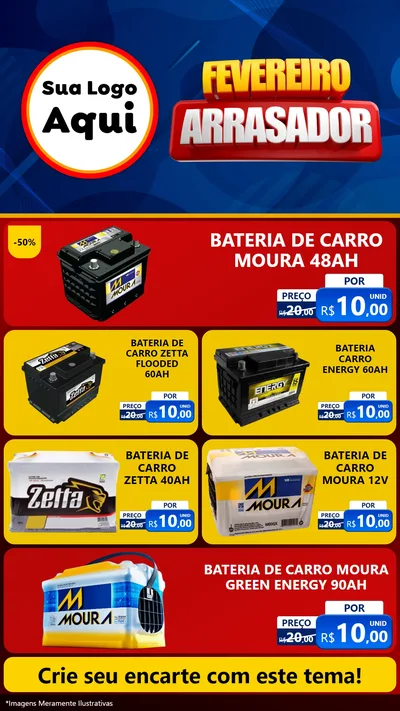 Modelo de TV para TV Vertical com o tema Fevereiro Arrasador para Baterias Elétricas