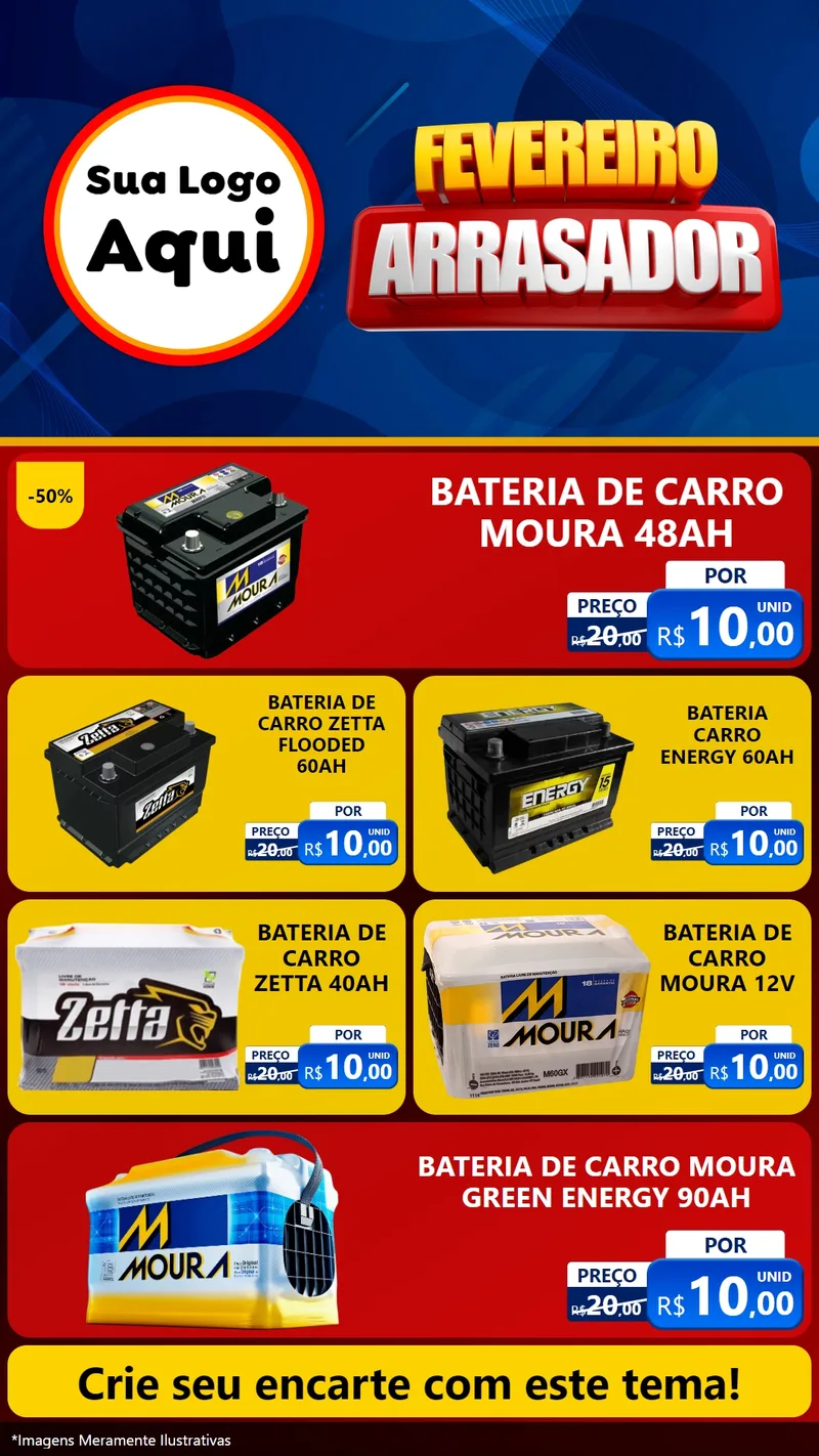 Modelo de TV para TV Vertical com o tema Fevereiro Arrasador para Baterias Elétricas