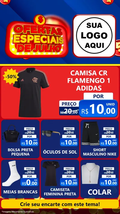 Modelo de Rede Social para Stories com o tema Ofertas Especiais de Julho para Roupas e acessórios