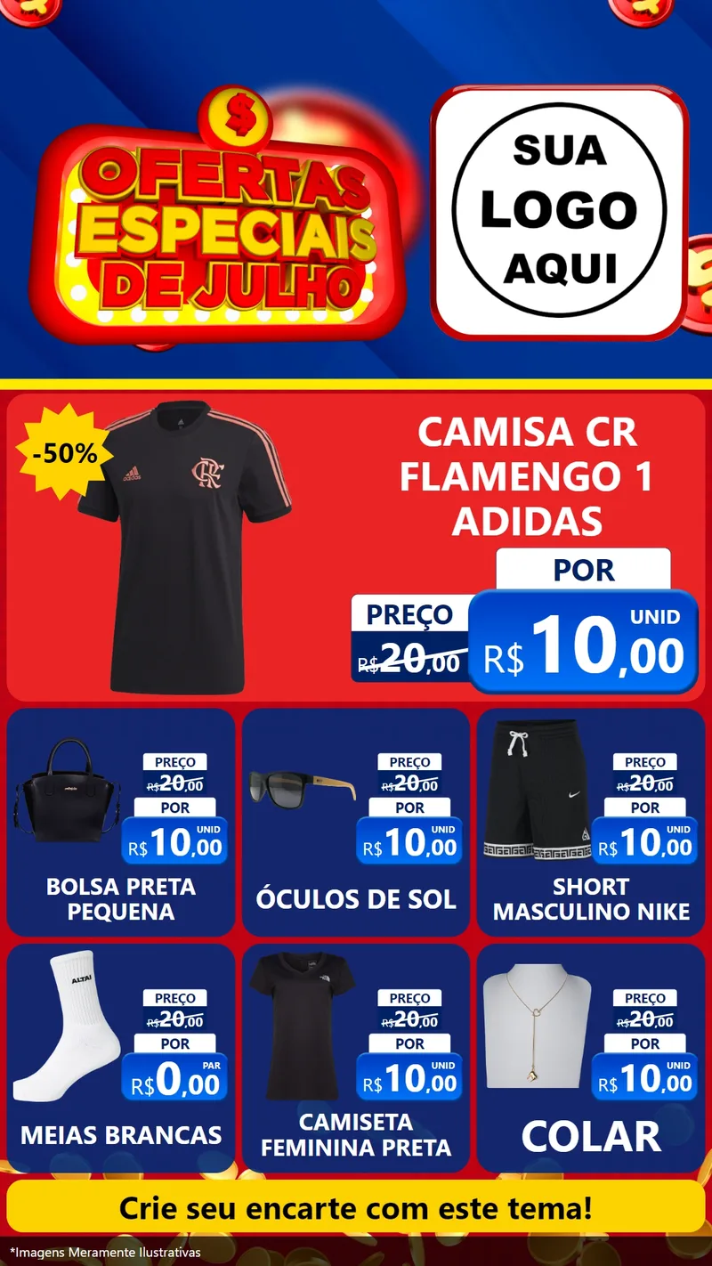 Modelo de Rede Social para Stories com o tema Ofertas Especiais de Julho para Roupas e acessórios