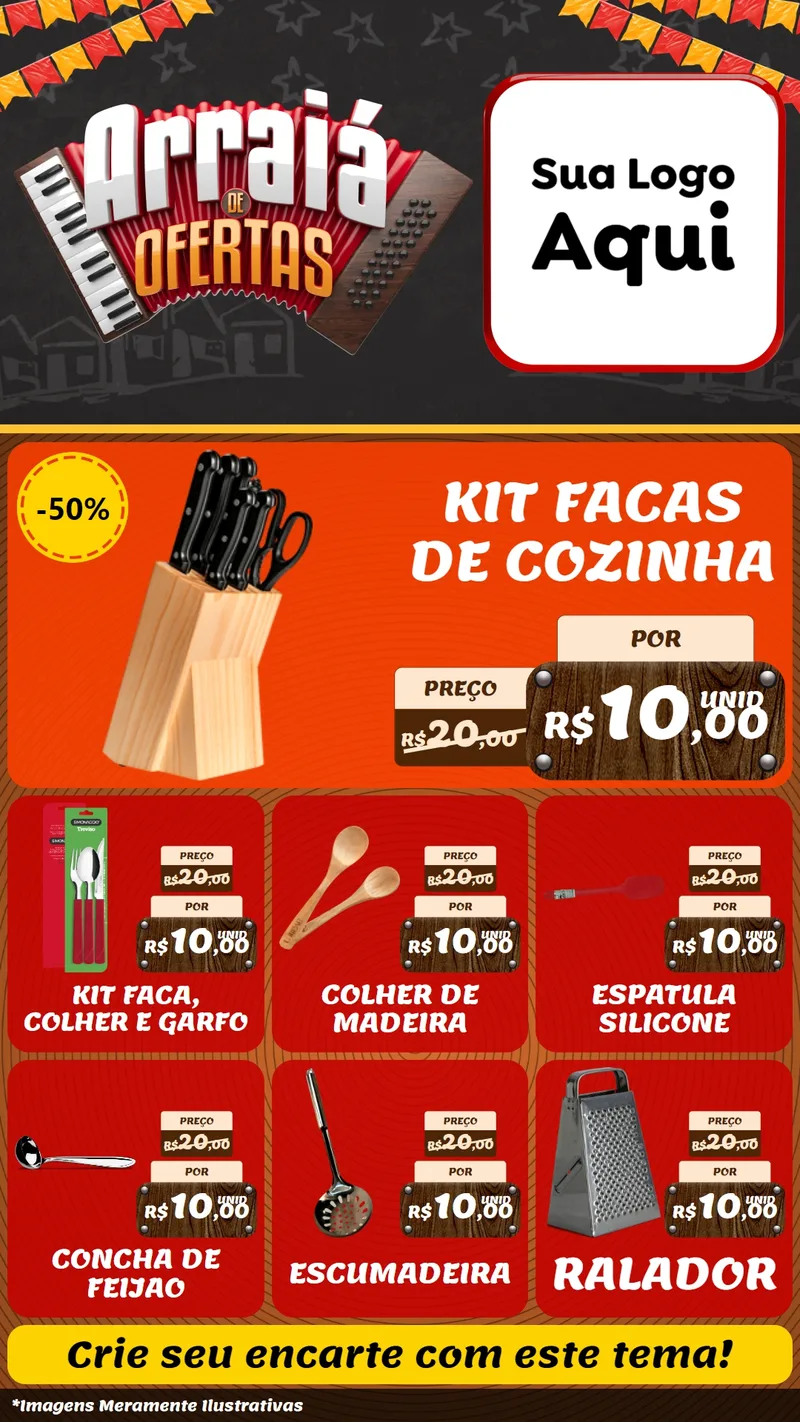 Modelo de Rede Social para Stories com o tema Arraiá de Ofertas - Junina para Utilidades Domésticas