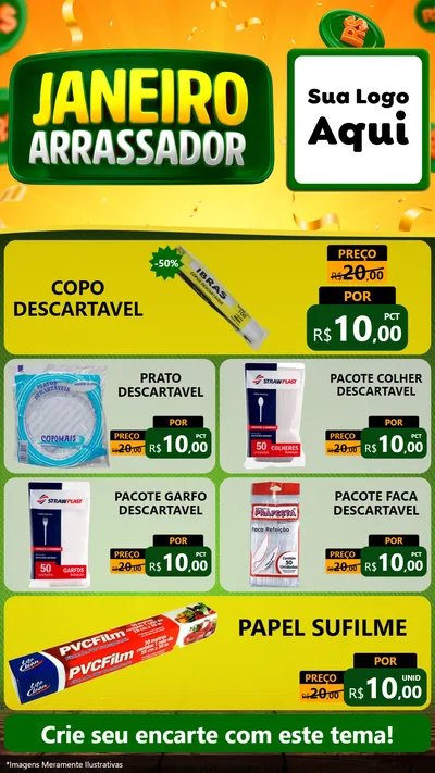 Modelo de TV para TV Vertical com o tema Janeiro Arrasador para Embalagens