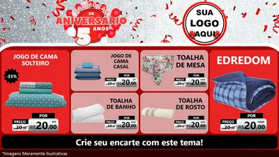 Modelo de TV para TV Horizontal com o tema Promoção de Aniversário - 5 Anos para Cama, Mesa e Banho
