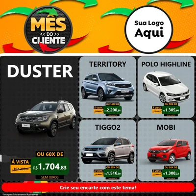 Modelo de Rede Social para Feed Facebook com o tema Mês do Cliente para Concessionaria de Carros