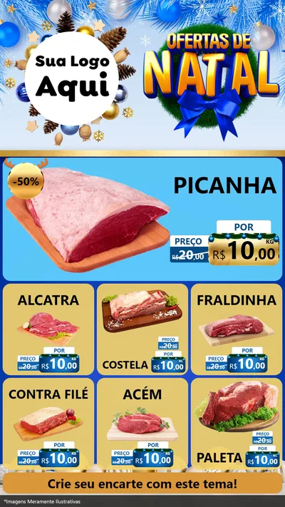 Modelo de Rede Social para Stories com o tema Ofertas de Natal para Açougue